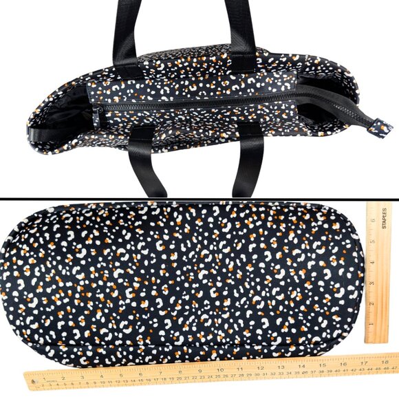 Shade & Shore XL Black Leopard Cheetah Print Neoprene Zip Beach Pool Tote Bag - Picture 4 of 8